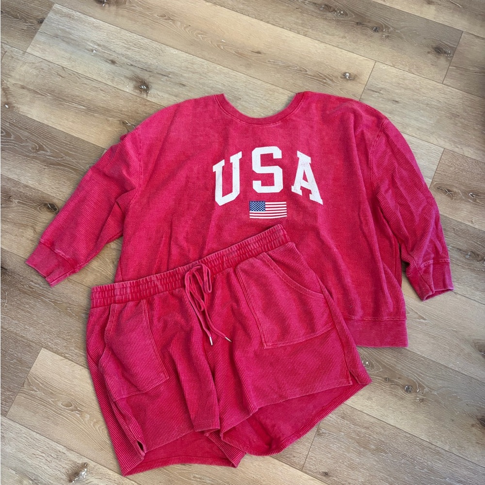 Maurices Red Long Sleeve USA Top